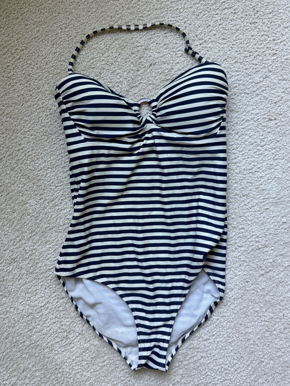 Boden Navy and White Striped One-Piece Swimsuit